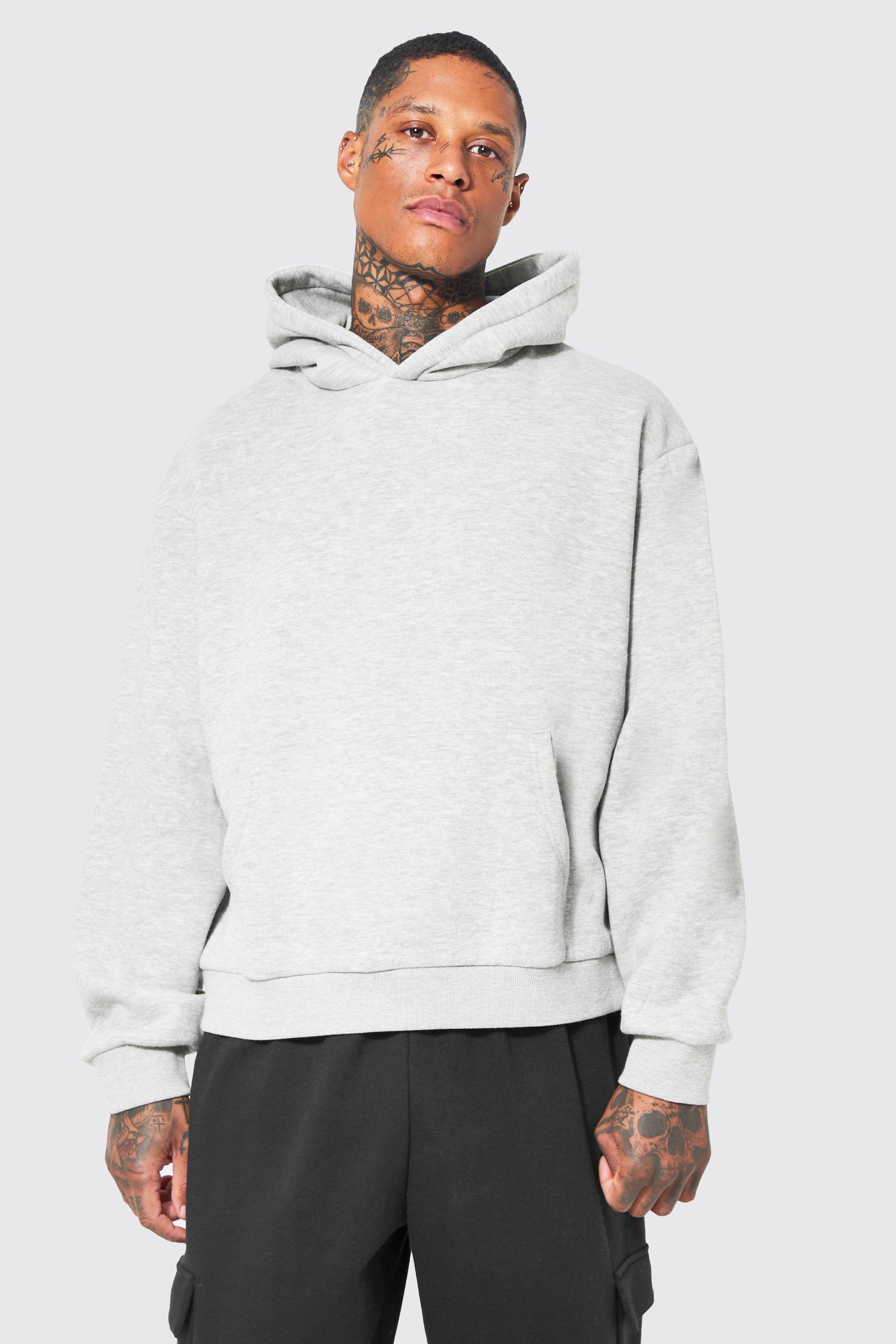 Grey hoodie online boohooman